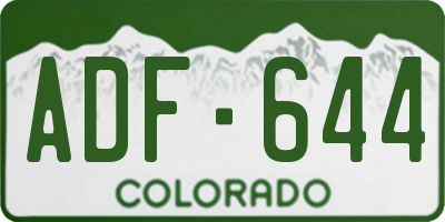 CO license plate ADF644