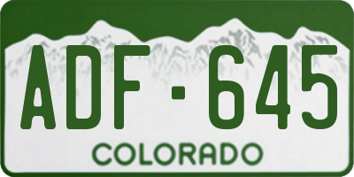 CO license plate ADF645