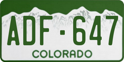 CO license plate ADF647