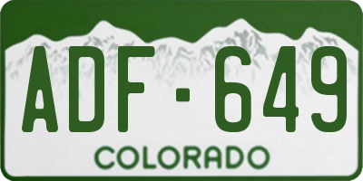 CO license plate ADF649