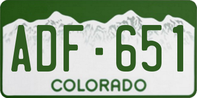 CO license plate ADF651