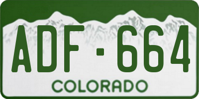 CO license plate ADF664