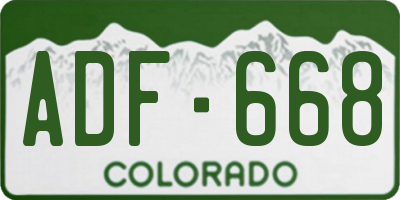 CO license plate ADF668
