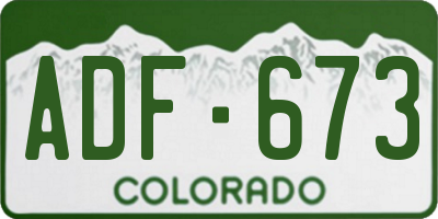 CO license plate ADF673