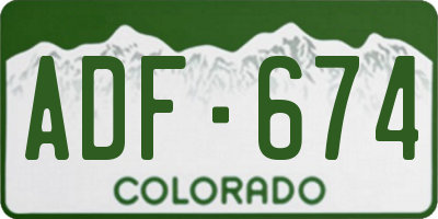CO license plate ADF674