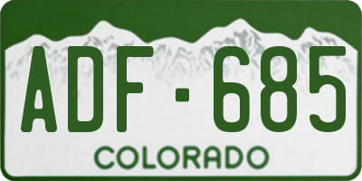 CO license plate ADF685