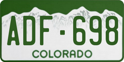CO license plate ADF698