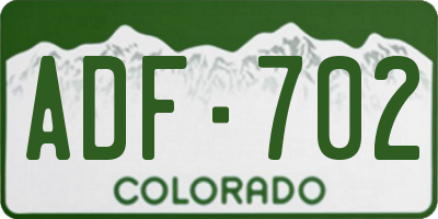 CO license plate ADF702