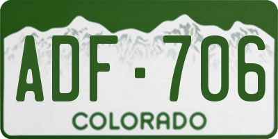 CO license plate ADF706