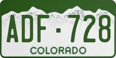 CO license plate ADF728