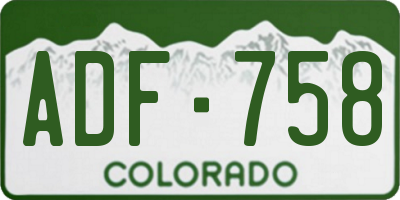 CO license plate ADF758
