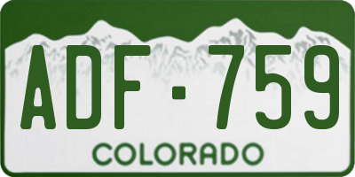 CO license plate ADF759