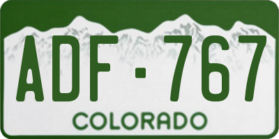 CO license plate ADF767