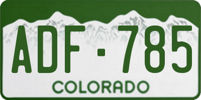 CO license plate ADF785
