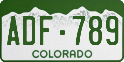 CO license plate ADF789