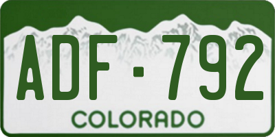 CO license plate ADF792