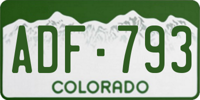CO license plate ADF793