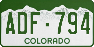 CO license plate ADF794