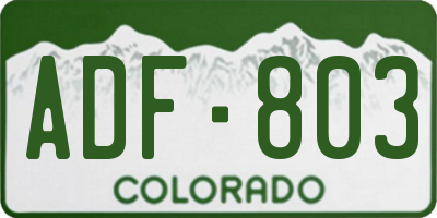 CO license plate ADF803