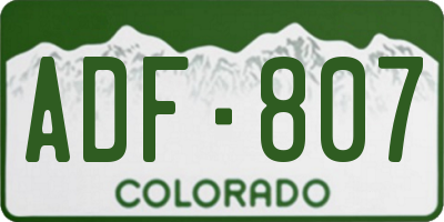 CO license plate ADF807