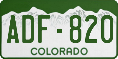 CO license plate ADF820