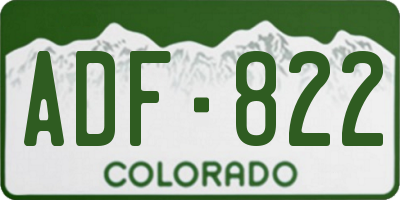 CO license plate ADF822