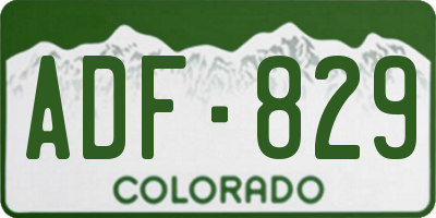 CO license plate ADF829