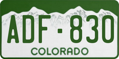 CO license plate ADF830