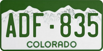 CO license plate ADF835