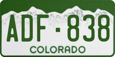 CO license plate ADF838
