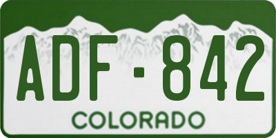 CO license plate ADF842
