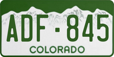 CO license plate ADF845