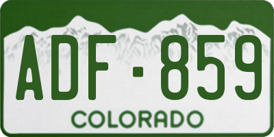 CO license plate ADF859