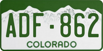 CO license plate ADF862