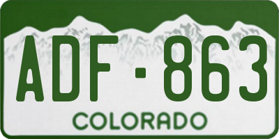 CO license plate ADF863