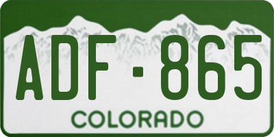 CO license plate ADF865