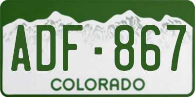 CO license plate ADF867