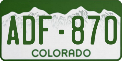 CO license plate ADF870