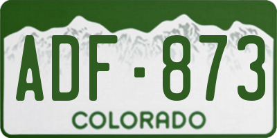 CO license plate ADF873