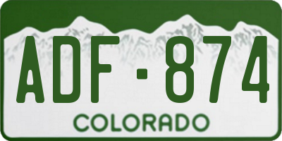 CO license plate ADF874