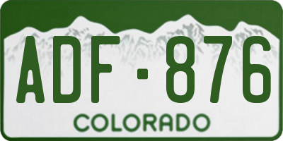 CO license plate ADF876