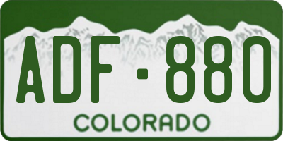 CO license plate ADF880