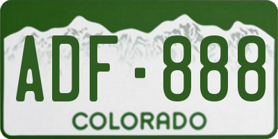 CO license plate ADF888
