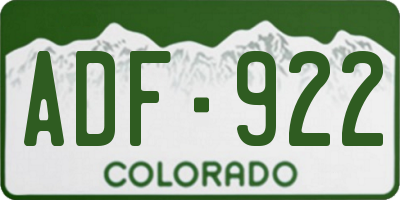 CO license plate ADF922
