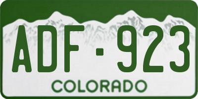 CO license plate ADF923