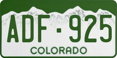 CO license plate ADF925