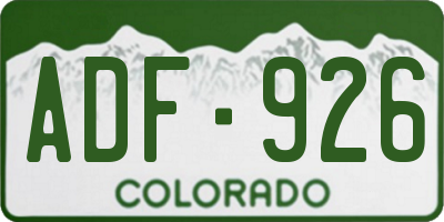 CO license plate ADF926