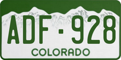 CO license plate ADF928