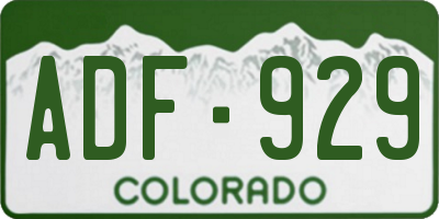CO license plate ADF929