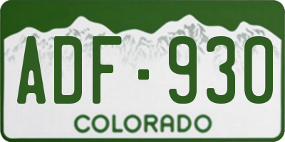 CO license plate ADF930